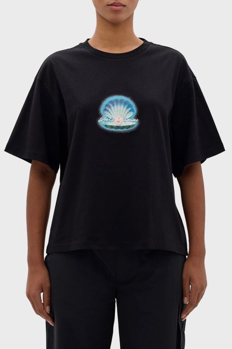 Les Benjamins Pamuklu Boxy Fit Bisiklet Yaka Bayan T Shirt LB24SSKISFUTS-015 SİYAH - Les Benjamins