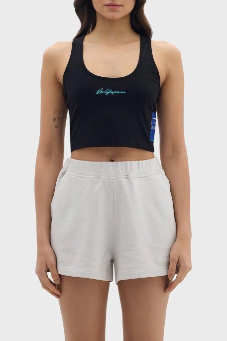 Les Benjamins Pamuklu Cropped Fit Bayan Top LB24SSKISFUTN-002 SİYAH - Les Benjamins