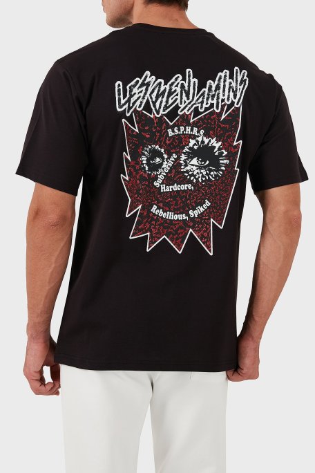 Les Benjamins Pamuklu Logolu Oversize Fit Bisiklet Yaka Erkek T Shirt LB24FWEAPMUTS-039 SİYAH - Les Benjamins
