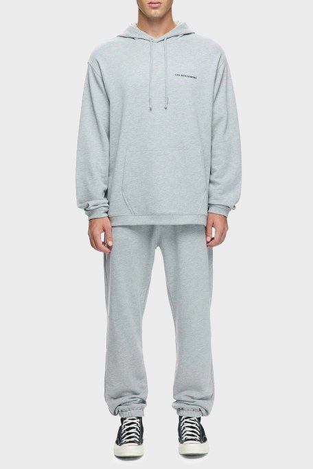 Les Benjamins Pamuklu Logolu Regular Fit Kapüşonlu Erkek Sweat LBNOOSCORMUHD-308 AÇIK GRİ - Les Benjamins (1)