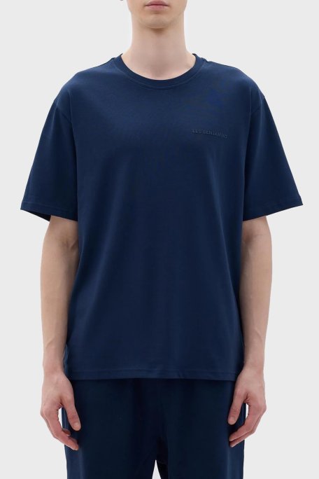 Les Benjamins Pamuklu Oversize Bisiklet Yaka Erkek T Shirt LB23FWCLAMUTS-406 LACİVERT - Les Benjamins