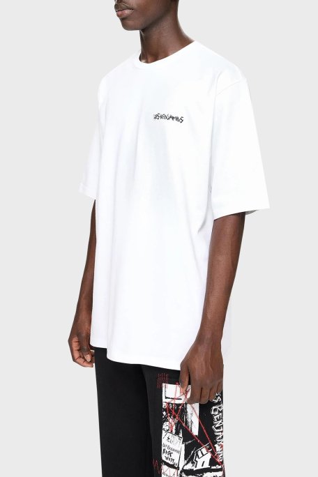 Les Benjamins Pamuklu Oversize Bisiklet Yaka Erkek T Shirt LB24FWEAPMUTS-017 BEYAZ - Les Benjamins