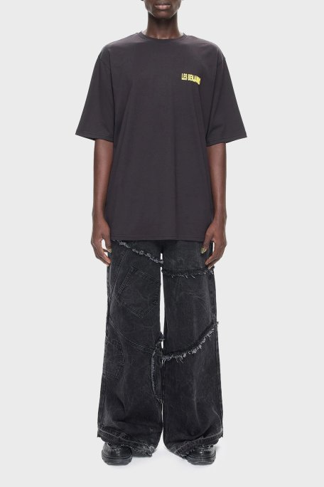 Les Benjamins Pamuklu Oversize Fit Bisiklet Yaka Erkek T Shirt LB24FWEAPMUTS-028 SİYAH - Les Benjamins