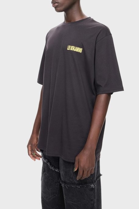 Les Benjamins Pamuklu Oversize Fit Bisiklet Yaka Erkek T Shirt LB24FWEAPMUTS-028 SİYAH - Les Benjamins (1)