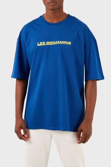 Les Benjamins Pamuklu Oversize Fit Bisiklet Yaka Erkek T Shirt LB24SSKISMUTS-038 MAVİ - Les Benjamins