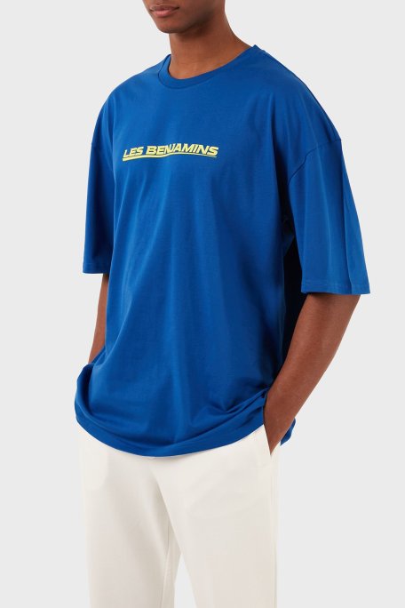 Les Benjamins Pamuklu Oversize Fit Bisiklet Yaka Erkek T Shirt LB24SSKISMUTS-038 MAVİ - Les Benjamins (1)