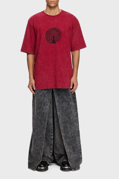 Les Benjamins Pamuklu Oversize Fit Bisiklet Yaka Logolu Erkek T Shirt LB25FWTURMUOT-015 KIRMIZI - Les Benjamins (1)