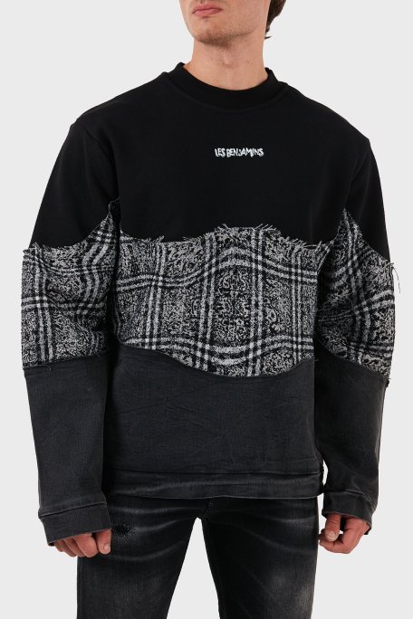 Les Benjamins Pamuklu Regular Fit Bisiklet Yaka Erkek Sweat LB24FWEAPMUSW-010 SİYAH - Les Benjamins