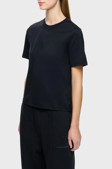 Les Benjamins Pamuklu Regular Fit Bisiklet Yaka Logolu Bayan T Shirt LB25FWCLAFUTS-408 SİYAH - Les Benjamins