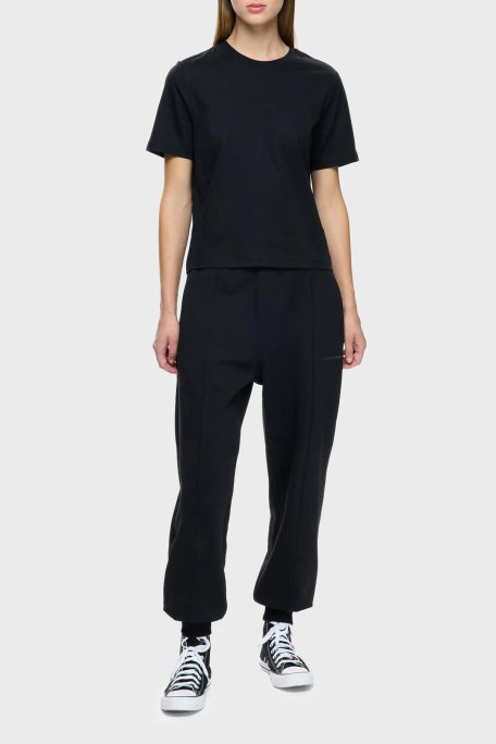 Les Benjamins Pamuklu Regular Fit Bisiklet Yaka Logolu Bayan T Shirt LB25FWCLAFUTS-408 SİYAH - Les Benjamins (1)