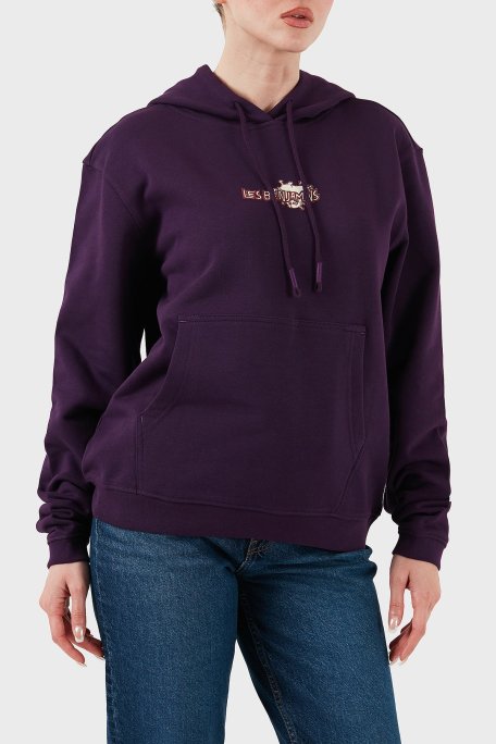 Les Benjamins Pamuklu Regular Fit Kanguru Cepli Kapüşonlu Bayan Sweat LB24FWEAPFUHD-004 MOR - Les Benjamins (1)