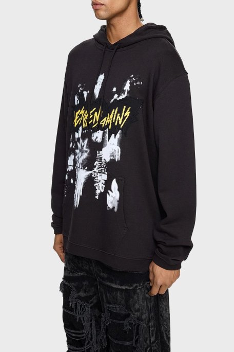 Les Benjamins Pamuklu Regular Fit Kapüşonlu Kanguru Cepli Erkek Sweat LB24FWEAPMUHD-013 SİYAH - Les Benjamins