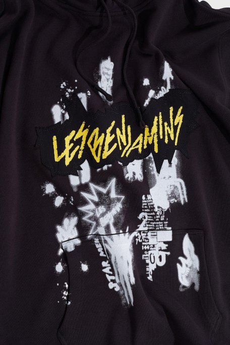 Les Benjamins Pamuklu Regular Fit Kapüşonlu Kanguru Cepli Erkek Sweat LB24FWEAPMUHD-013 SİYAH - Les Benjamins (1)