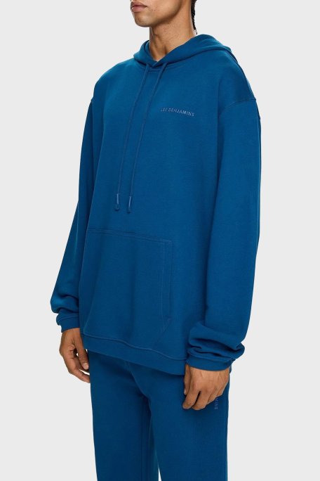 Les Benjamins Pamuklu Regular Fit Kapüşonlu Kanguru Cepli Erkek Sweat LB24FWESSMUHD-302 PETROL - Les Benjamins