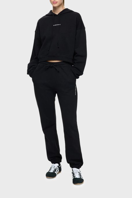 Les Benjamins Pamuklu Regular Fit Kapüşonlu Yaka Logolu Bayan Sweat LBNOOSCORFUHD-307 SİYAH - Les Benjamins (1)