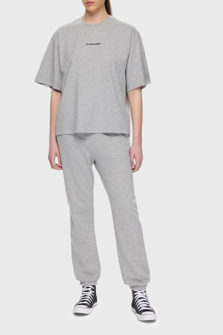 Les Benjamins Pamuklu Regular Fit Normal Bel Lastikli Paça Bayan Pantolon LBNOOSESSFUSP-308 GRİ - Les Benjamins (1)