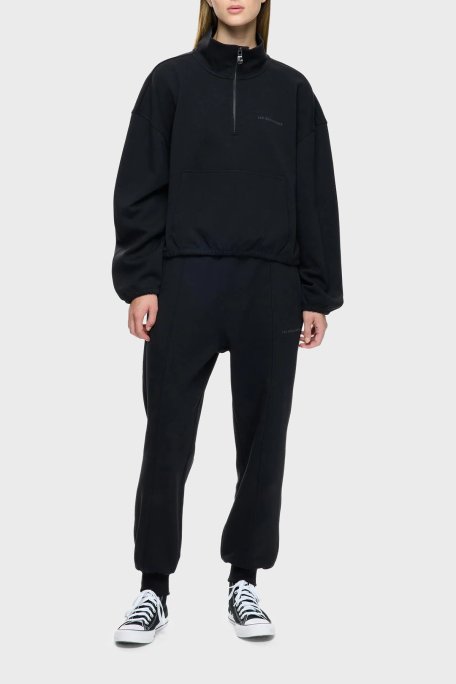 Les Benjamins Pamuklu Regular Fit Yarım Fermuarlı Dik Yaka Bayan Sweat LB25FWCLAFUSW-403 SİYAH - Les Benjamins (1)