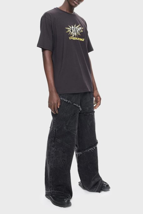 Les Benjamins Pamuklu Relaxed Fit Bisiklet Yaka Erkek T Shirt LB24FWEAPMUTS-059 SİYAH - Les Benjamins