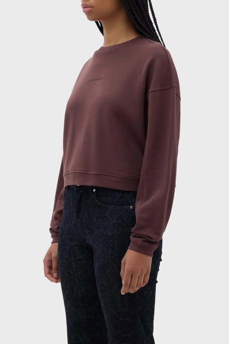 Les Benjamins Pamuklu Relaxed Fit Crop Bayan Sweat LB23FWFRWFUSW-003 KAHVE - Les Benjamins (1)