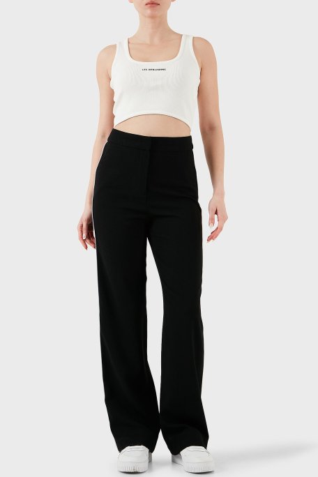 Les Benjamins Pamuklu Slim Fit Kare Yaka Logolu Bayan Top LBNOOSESSFUTN-306 BEYAZ - Les Benjamins (1)