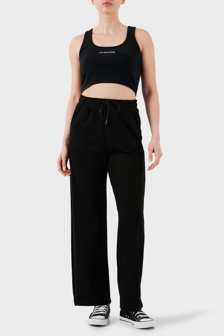 Les Benjamins Pamuklu Slim Fit Kare Yaka Logolu Bayan Top LBNOOSESSFUTN-307 SİYAH - Les Benjamins (1)