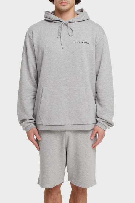Les Benjamins Regular Fit Kapüşonlu Cepli % 100 Pamuk Erkek Sweat LB21SSCORMUHD-003 GRİ - Les Benjamins