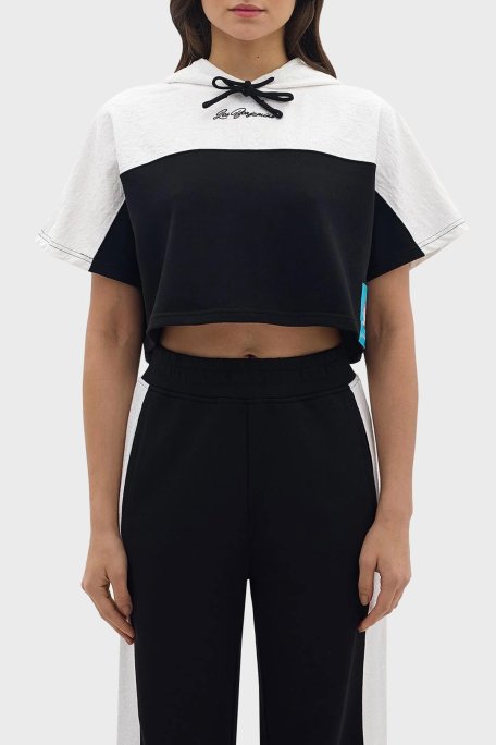 Les Benjamins Relaxed Fit Kapüşonlu Crop Bayan Sweat LB24SSKISFUHD-006 SİYAH - Les Benjamins