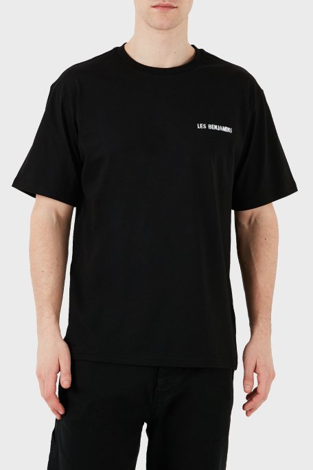 Les Benjamins Sırt Baskılı % 100 Pamuk Relaxed Fit Bisiklet Yaka Erkek T Shirt LB25SSUNLMUTS-036 SİYAH - Les Benjamins