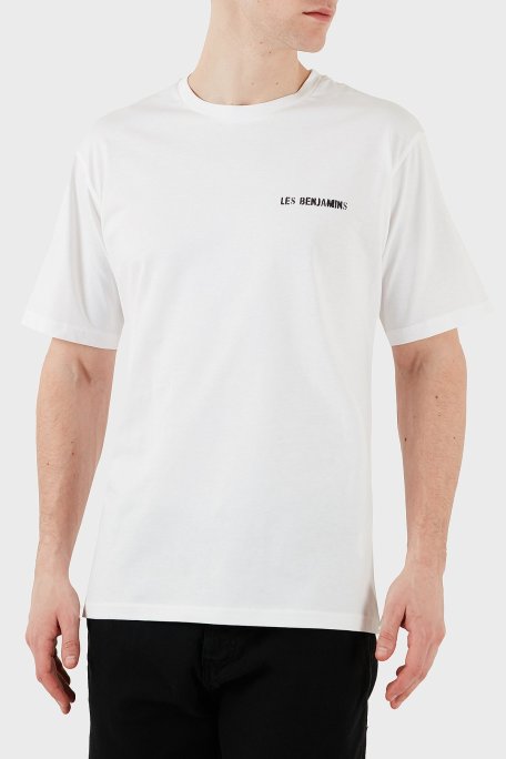 Les Benjamins Sırt Baskılı % 100 Pamuk Relaxed Fit Bisiklet Yaka Erkek T Shirt LB25SSUNLMUTS-037 BEYAZ - Les Benjamins