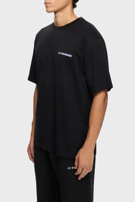 Les Benjamins Sırt Baskılı Pamuklu Relaxed Fit Bisiklet Yaka Erkek T Shirt LB25FWTURMUTS-004 SİYAH - Les Benjamins