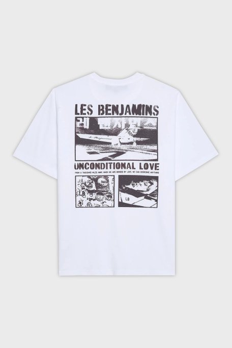Les Benjamins Sırt Baskılı Pamuklu Relaxed Fit Bisiklet Yaka Erkek T Shirt LB25SSUNLMUTS-014 BEYAZ - Les Benjamins (1)