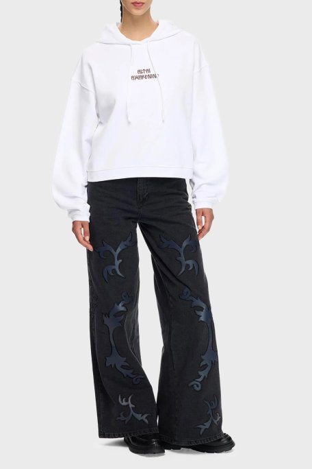 Les Benjamins Sırt Baskılı Pamuklu Relaxed Fit Kapüşonlu Yaka Bayan Sweat LB25FWTURFUHD-004 BEYAZ - Les Benjamins (1)