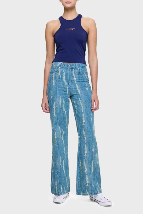 Les Benjamins Slim Fit Halter Yaka Logolu Bayan Top LB25SSUNLFUTN-001 LACİVERT - Les Benjamins