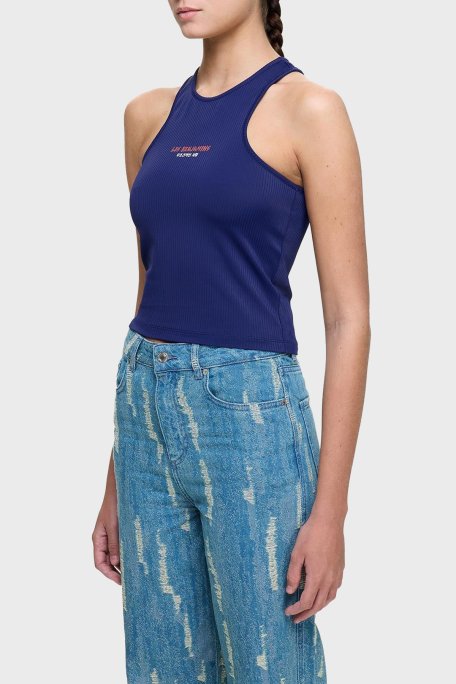 Les Benjamins Slim Fit Halter Yaka Logolu Bayan Top LB25SSUNLFUTN-001 LACİVERT - Les Benjamins (1)