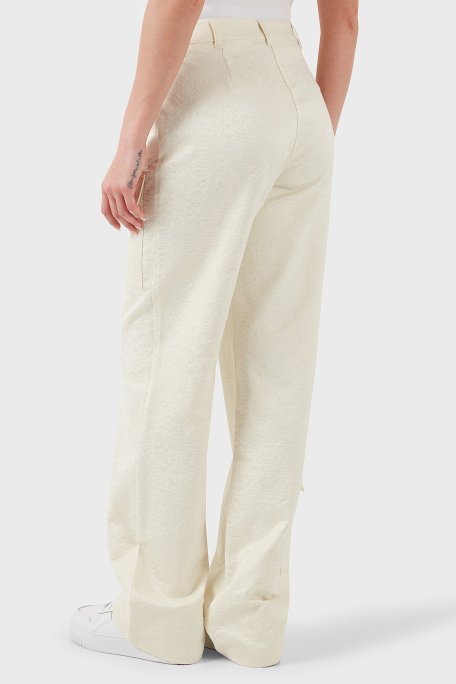 Les Benjamins Straight Fit Düz Paça Desenli Cep Detaylı Bayan Pantolon LB25SSUNLFUUP-002 EKRU - Les Benjamins (1)