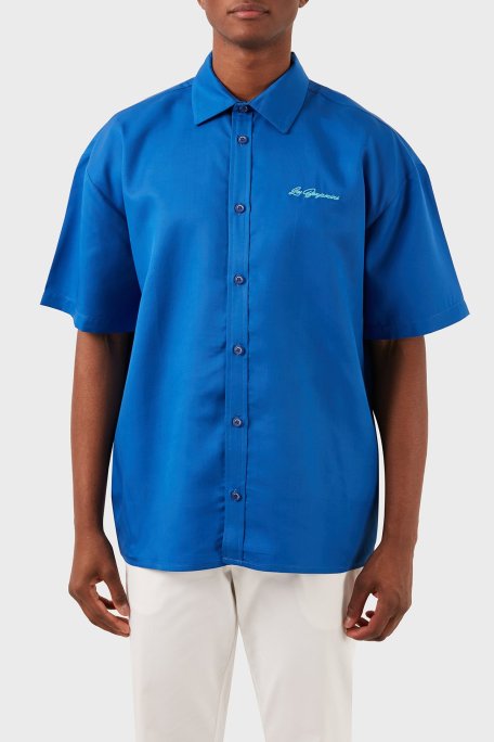 Les Benjamins Tensel Relaxed Fit Kısa Kollu Erkek Gömlek LB24SSKISMUSH-009 MAVİ - Les Benjamins