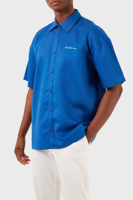 Les Benjamins Tensel Relaxed Fit Kısa Kollu Erkek Gömlek LB24SSKISMUSH-009 MAVİ - Les Benjamins (1)