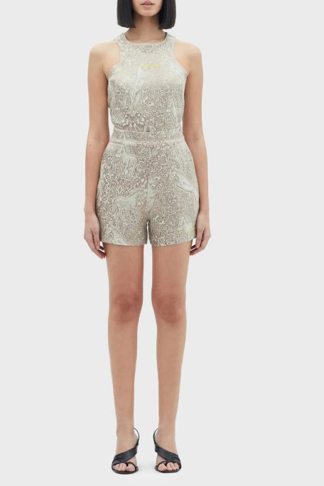 Les Benjamins Yumuşak Dokulu Suni İpekli Yüksek Bel Relaxed Fit Bayan Short LB23SSHOEFUSO-001 KAHVE - Les Benjamins