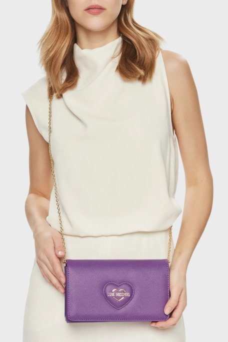 Love Moschino Deri Logolu Zincir Askılı Bayan Çanta JC4268PP0IKL0650 MOR - Love Moschino (1)
