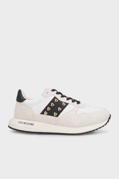 Love Moschino Hakiki Deri Süet Detaylı Sneaker Bayan Ayakkabı JA15403G1MIAM10A BEYAZ - Love Moschino