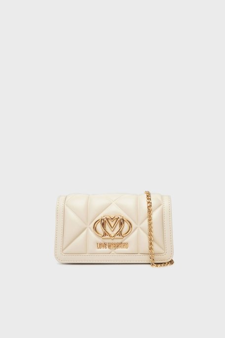 Love Moschino Kapitoneli Çıkarılabilir Zincir Askılı Portföy Bayan Cüzdan JC5640PP1NLC0110 BEJ - Love Moschino