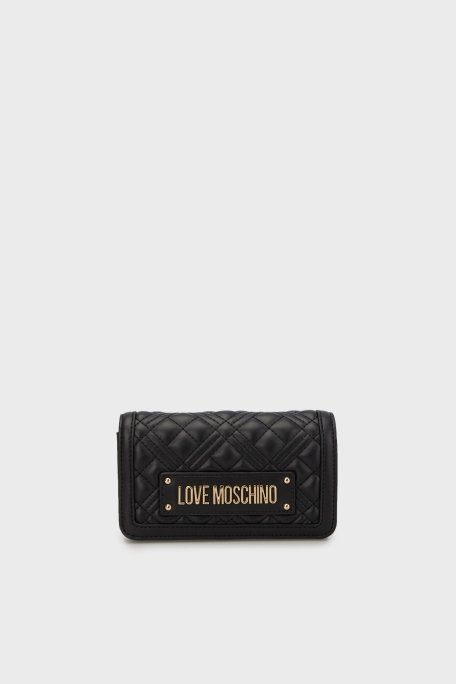 Love Moschino Kapitoneli Çıkarılabilir Zincir Askılı Portföy Bayan Cüzdan JC5681PP1MLA0000 SİYAH - Love Moschino