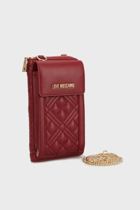 Love Moschino Kapitoneli Çıkarılabilir Zincir Askılı Portföy Bayan Cüzdan JC5682PP1LLA0552 BORDO - Love Moschino