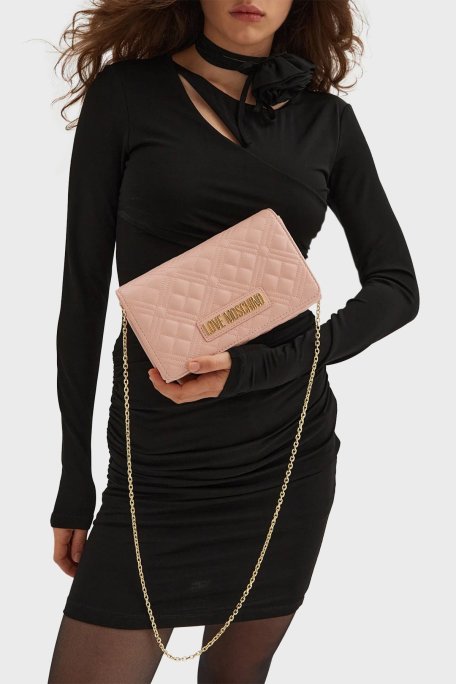 Love Moschino Kapitoneli Logolu Zincir Askılı Bayan Çanta JC4079PP0LLA0601 PUDRA - Love Moschino (1)