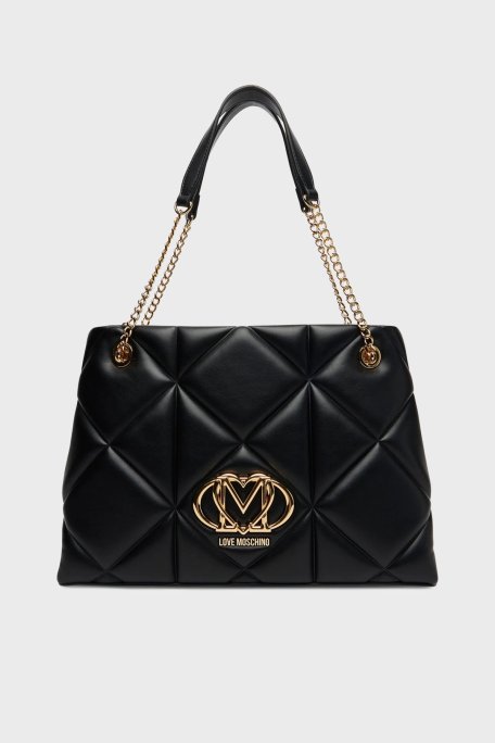 Love Moschino Kapitoneli Sabit Çift Tutma Saplı Bayan Çanta JC4040PP1NLC0000 SİYAH - Love Moschino