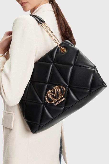 Love Moschino Kapitoneli Sabit Çift Tutma Saplı Bayan Çanta JC4040PP1NLC0000 SİYAH - Love Moschino (1)