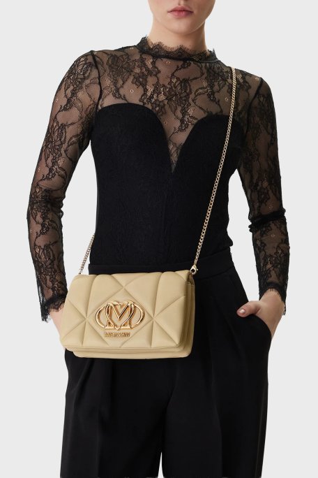 Love Moschino Kapitoneli Zincir Askılı Bayan Çanta JC4043PP1OLC0129 BEJ - Love Moschino (1)