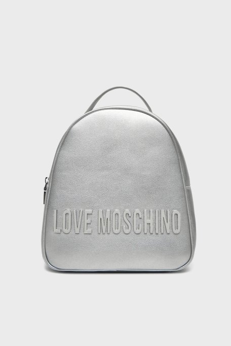 Love Moschino Logolu Ayarlanabilir Çift Askılı Bayan Sırt Çantası JC4197PP1MKD196B GÜMÜŞ - Love Moschino