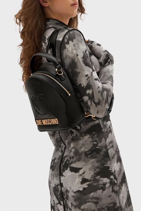 Love Moschino Logolu Ayarlanabilir Çift Askılı Bayan Sırt Çantası JC4361PP0LK1200A SİYAH - Love Moschino (1)