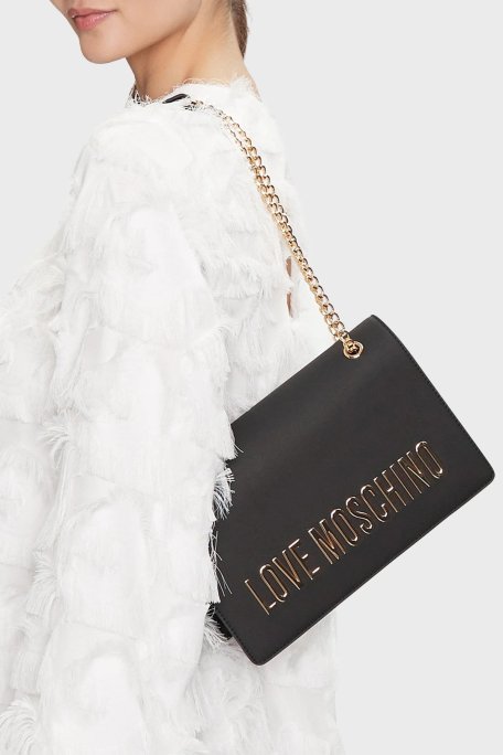 Love Moschino Logolu Ayarlanabilir Zincir Askılı Bayan Çanta JC4192PP1NKD0000 SİYAH - Love Moschino (1)